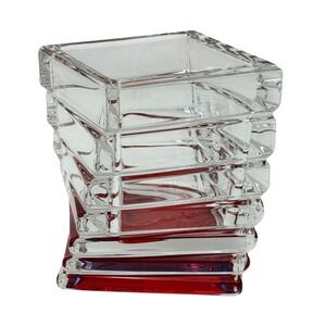 Vtg Rosenthal Studio Crystal Twisted Square Votive Candle Holder Red Germany MCM